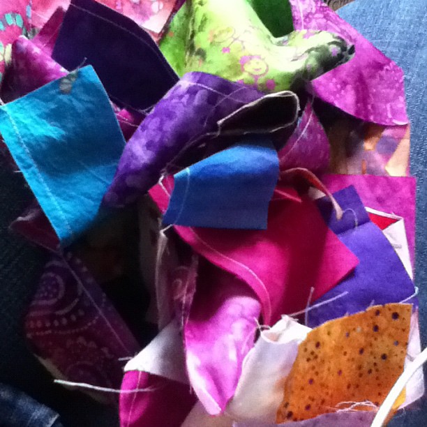 Randomly sewn together batik scraps. @liveacolorfullife some of there were yours.