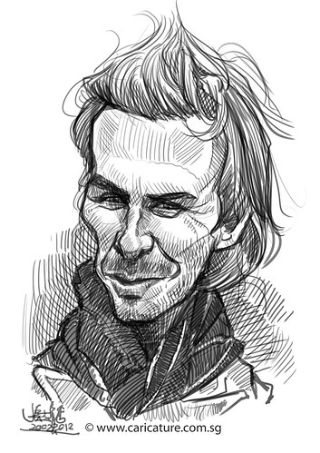 digital caricature sketch of David Beckham