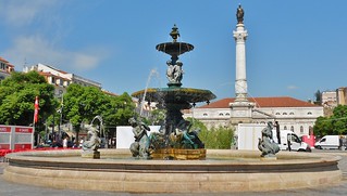 Rossio Square Fountain - on Praca Dom Pedro IV in Lisbon