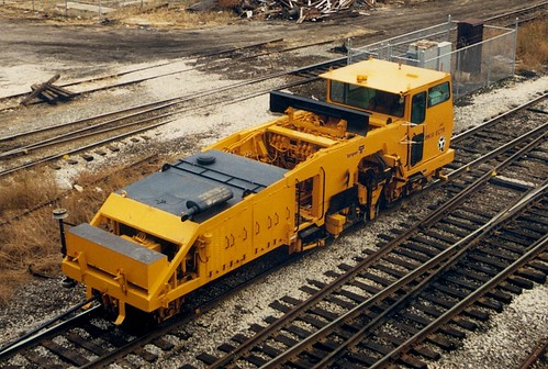 Belt Railway of Chicago track maintenance vehicle.  Cicero Illinois.  November 1988. by Eddie from Chicago