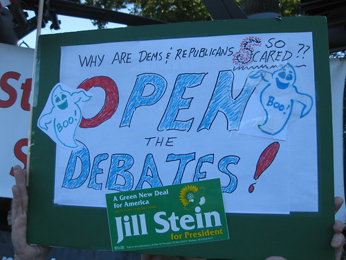 Jill Stein sign to Open The Debates