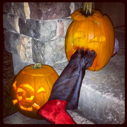 Our pumpkin has turned zombie!!! Eek!!