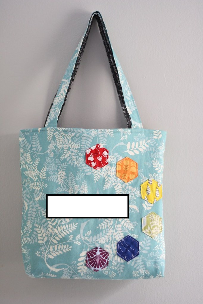 Mouthy Stitches tote, reversible/alternate side. Who is hiding under that blank spot?