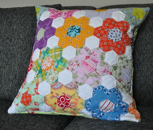 finished hexagon pillow