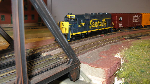 Atchison, Topeka & Santa Fe freight train approaching the swing bridge. by Eddie from Chicago