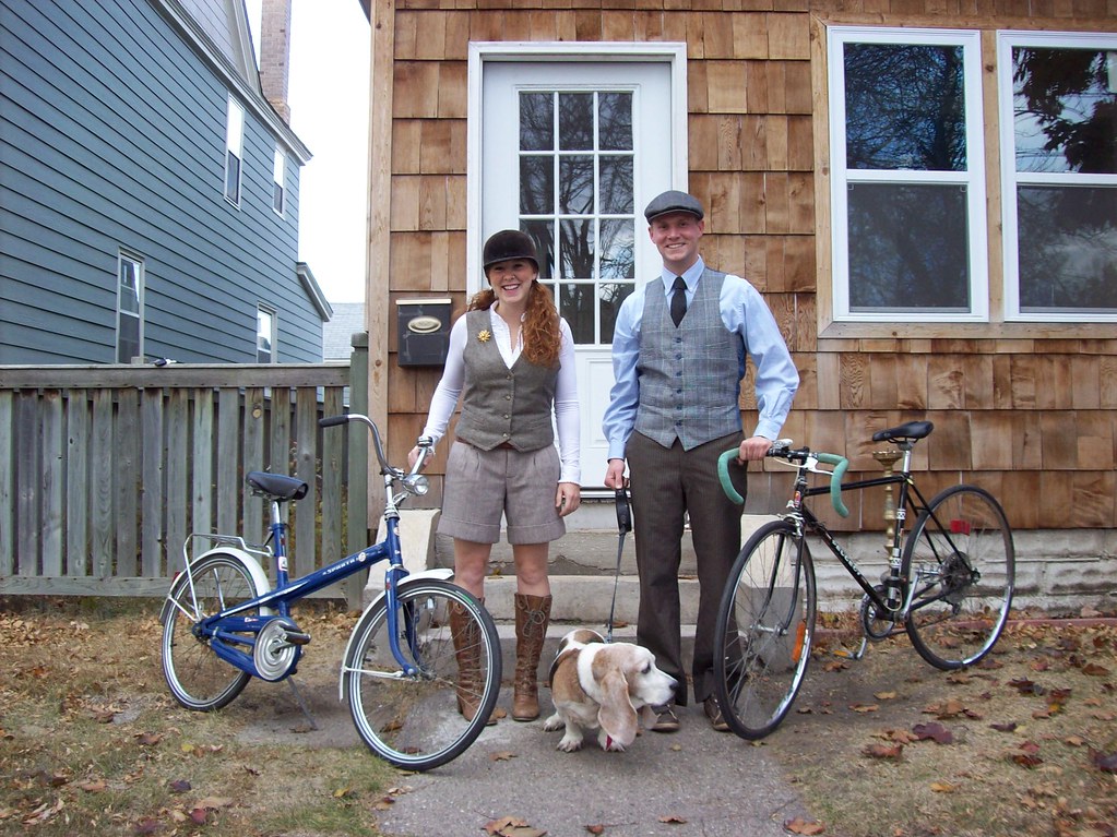 Nate and I (And Molly the Basset Hound) before the Tweed Ride