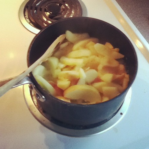 Making apple sauce to go with dinner!