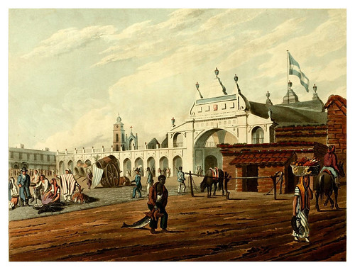005-Plaza del mercado en Buenos Aires-Picturesque illustrations of Buenos Ayres and Monte Video..-1820- Emeric Essex Vidal
