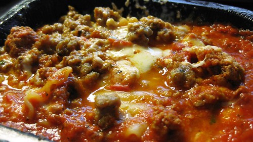 lasagna with sausage cooked