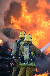 LAFD Douses Stubborn Sun Valley Junkyard Blaze. © Photo by Mike Meadows. Click to view more....