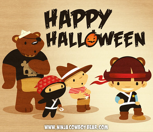 Happy Halloween from Ninja Cowboy Bear & Pirate Girl!