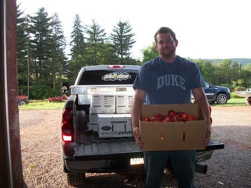 Producer Andrew Schwalm of Schwalm Farms donated peach and nectarine seconds to the Feds Feed Families food drive. 