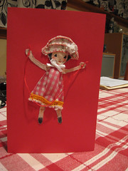 valentine card girl jumping