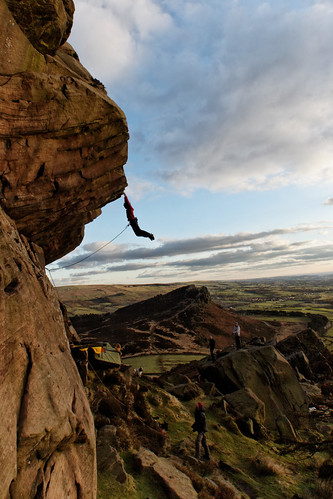 Paralogism E7 6c at the Roaches, Staffordshire.