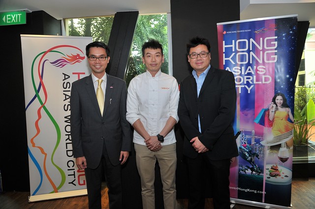 (L to R): Mr Fong Ngai, Director of Hong Kong Economic and Trade Office (ASEAN), Chef Willin Low of Wild Rocket and Mr Simon Wong, Regional Director of Hong Kong Tourism Board, Southeast Asia (photo provided by Hong Kong Tourism Board)