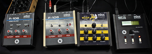 Mode Machines Juno 106 filter, Wasp Filter replica, and MAP-01 Arpeggiator by Switched On Austin