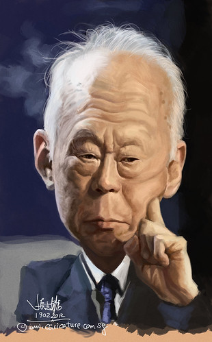 digital caricature of Lee Kuan Yew 李光耀