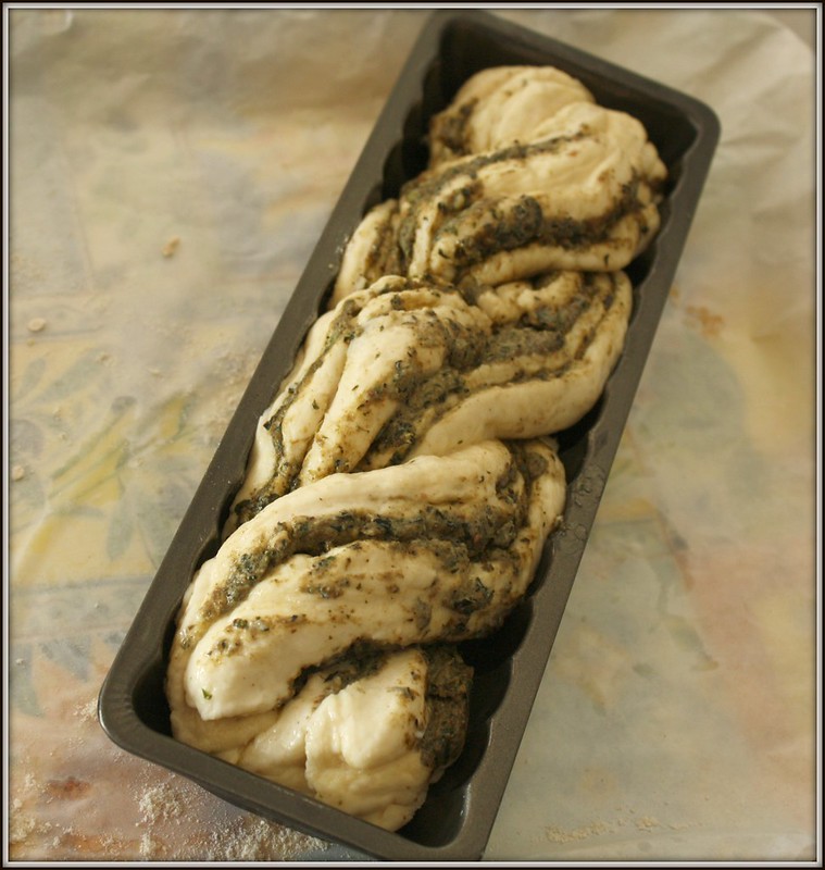 braided pesto bread dough