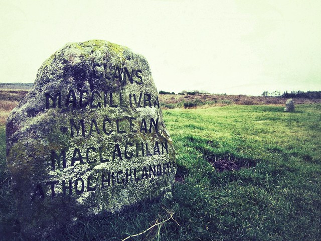 Stone marker at Culloden battlefield