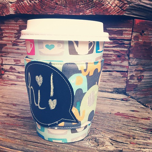Elephant reusable coffee sleeve. $8.00, includes shipping. Only one. {chalkboard fabric speech bubble!} Leave your PayPal addy and she's yours!