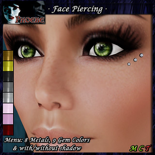[GROUP GIFT] *P* Face Piercing ~ Eye Diamonds ~9 Metals-8 Gem Colors~