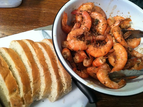 shrimp and fresh bread