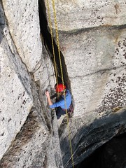 Robyn, climbing cracks, 10/2012