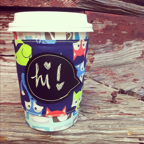 Foxes reusable coffee sleeve. $8.00, includes shipping. {chalkboard fabric speech bubble} Leave your PayPal addy to claim.