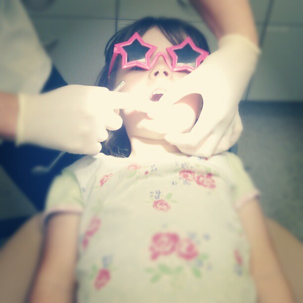 First trip to the dentist. Just a check up and clean... What a brave girl!