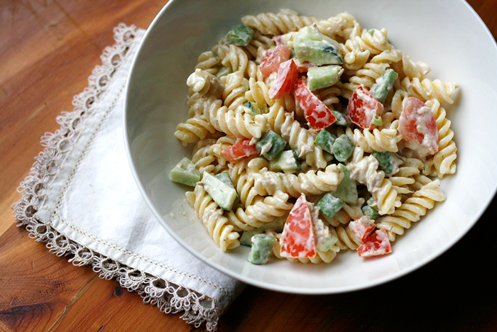 recipe, pasta salad, pasta, easy, veggies, salad, side dish, main