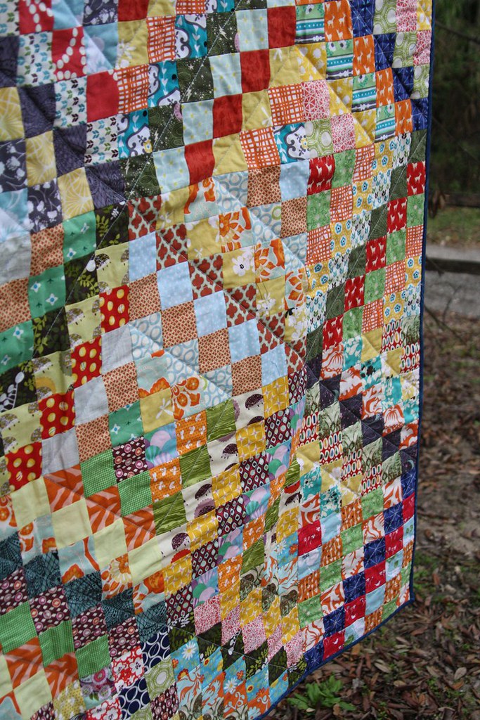 Scrappy trip quilting detail
