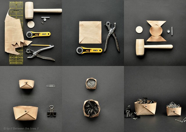 Folded leather basket :: a minimalistic DIY