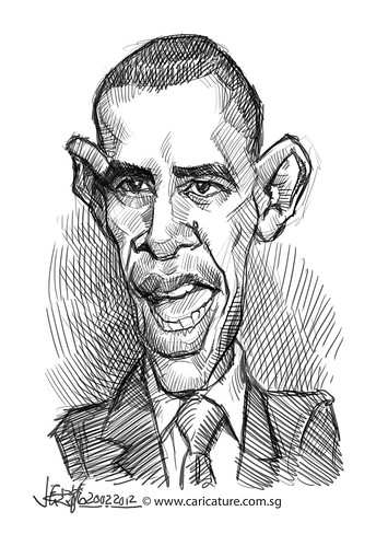 digital caricature sketch of Barack Obama