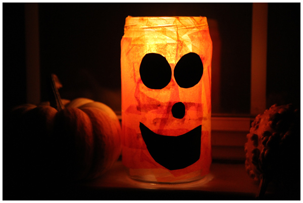 How to Make Recycled Glass Jar Glowing Jack-O'-Lanterns