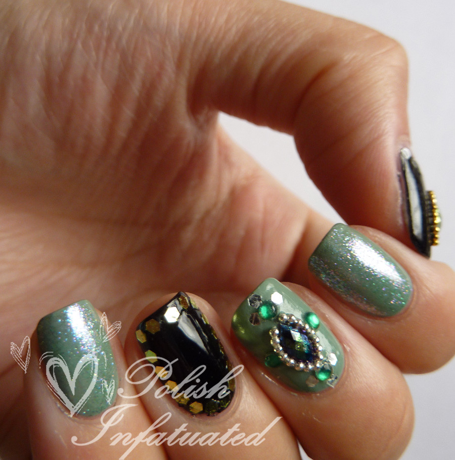 green jewelled nails4