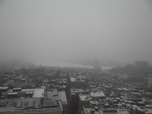 Snowing in Boston; Cambridge obscured by sarahebourne