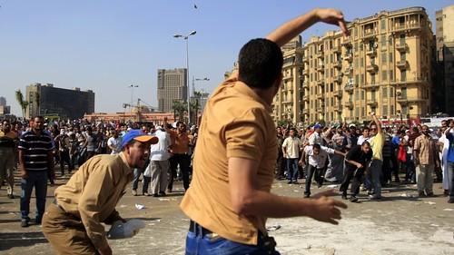 October 12, 2012 demonstration and clashes between supporters and opponents of President Mohamed Morsi. The issue was partially resolved the next day when the prosecutor was allowed to keep his job. by Pan-African News Wire File Photos