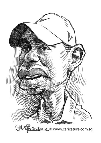 digital caricature sketch of Tiger Woods