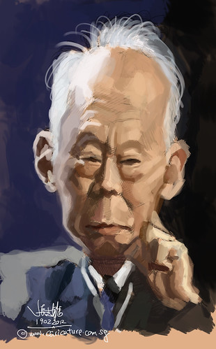 digital caricature of Lee Kuan Yew 李光耀 1
