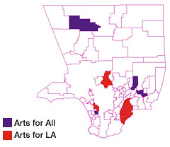 Photo: map of Arts for All and Arts for LA's current districts