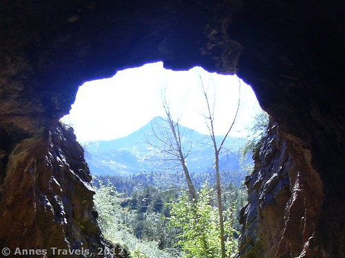 A mountain framed in one of the train tunnels along the Manitou Railroad Grade, Colorado