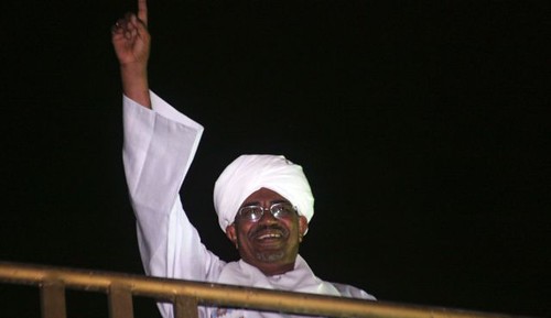 Republic of Sudan President Omar Hassan al-Bashir waves at anti-Israeli demonstrators in the capital of Khartoum. Sudan was bombed by the State of Israel. by Pan-African News Wire File Photos