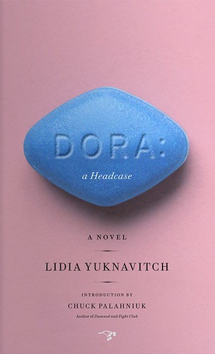 cover of Dora: A Headcase, picturing a large blue pill