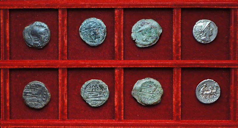 RRC 199 SAR Atilia bronzes, RRC 200 NAT Pinaria denarius, Ahala collection, coins of the Roman Republic