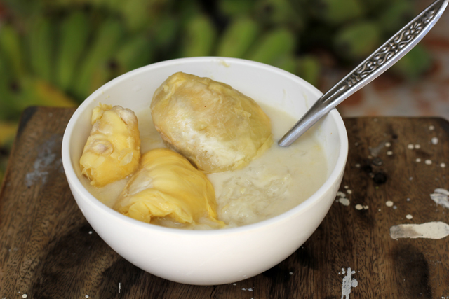 Sticky rice and durian - this is homemade!