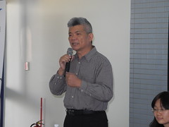 彰化區漁會秘書洪一平代表漁民發表宣言。
