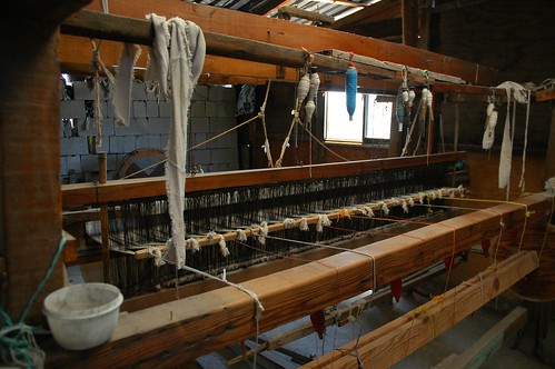 Loom for weaving cloth, spindles, wood, string, La Paz, Baja, Mexico by Wonderlane