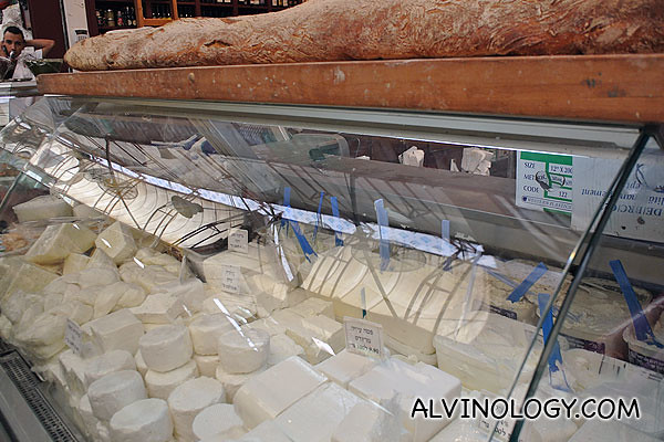 Stall selling all kinds of cheeses