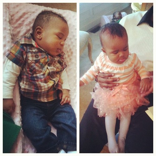 Twins had fun at Aubrey's christening!! #hickstwins