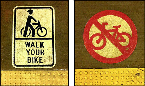 No Bikes & Walk Bike Icons - Santa Monica